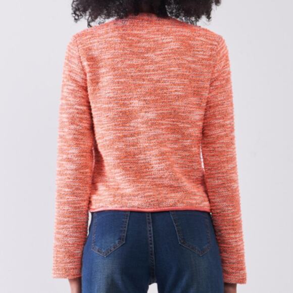 Orange Vintage Tweed Long Sleeve Front Zip-Up Detail Jacket With Pockets - Picture 6 of 16